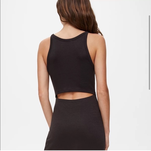 Aritzia Wilfred Free Black Yasmin Dress Bodycon Back Cut Out Midi Tank Dress XXS - Picture 4 of 10